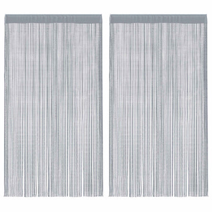 String Curtains 2 pcs Light Grey 100x250 cm
