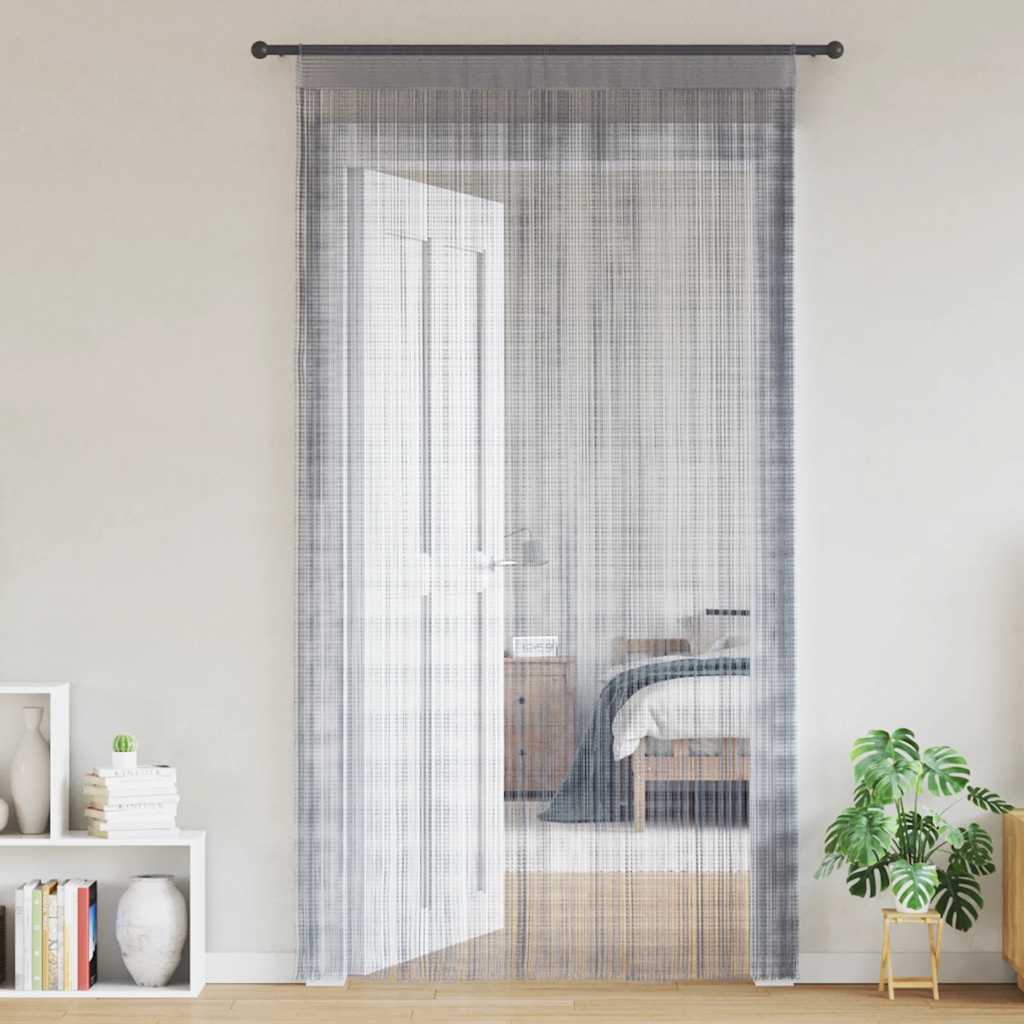 String Curtains 2 pcs Light Grey 100x250 cm