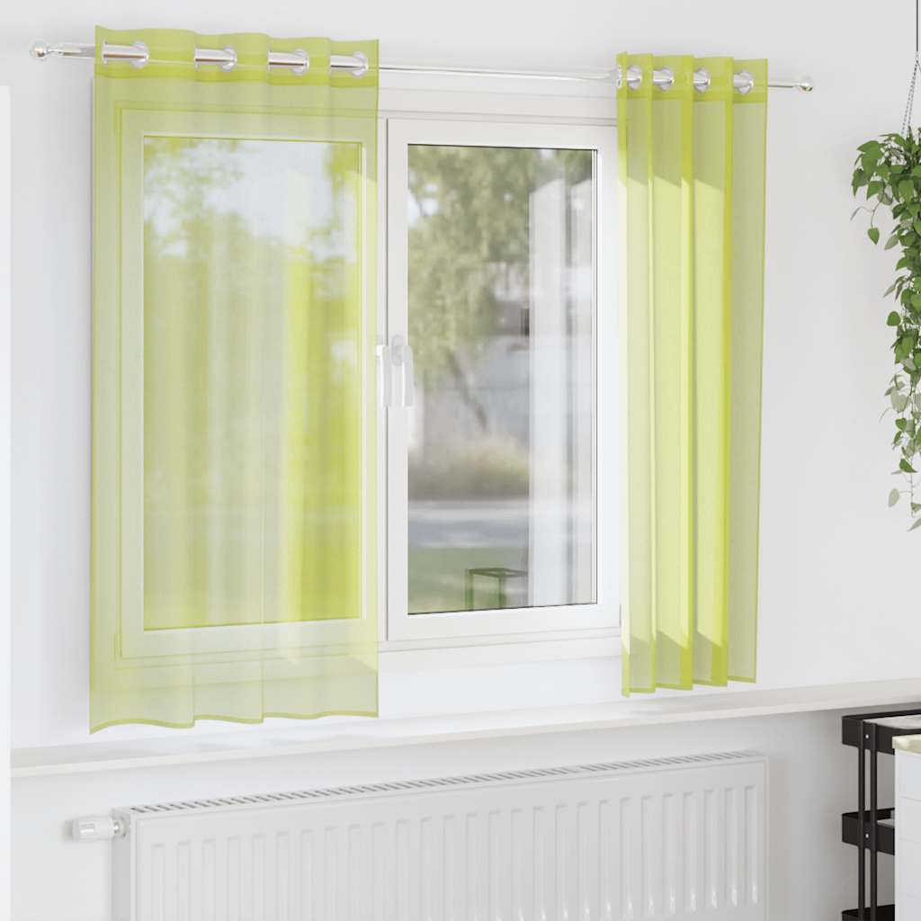 Voile Curtains with Grommets 2 pcs Apple Green 140x140 cm