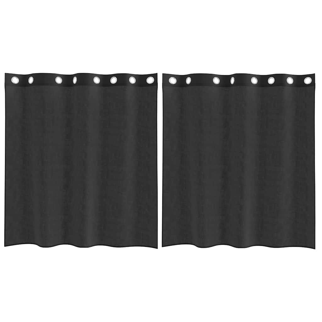 Voile Curtains with Grommets 2 pcs Black 140x140 cm