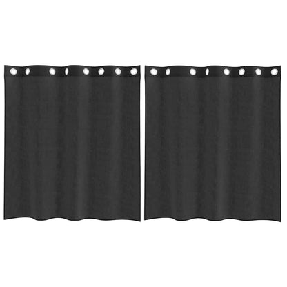 Voile Curtains with Grommets 2 pcs Black 140x140 cm