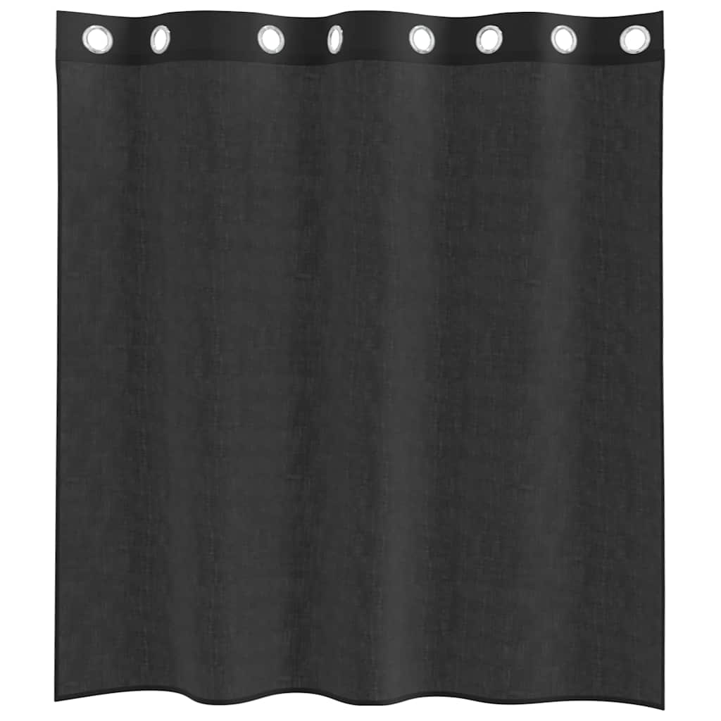 Voile Curtains with Grommets 2 pcs Black 140x140 cm
