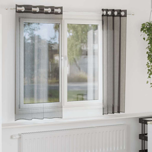 Voile Curtains with Grommets 2 pcs Black 140x140 cm