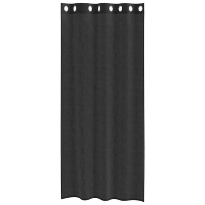 Voile Curtains with Grommets 2 pcs Black 140x225 cm