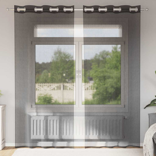 Voile Curtains with Grommets 2 pcs Black 140x225 cm