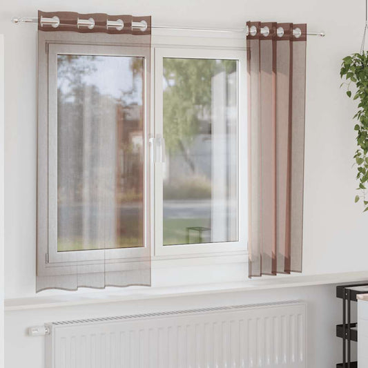 Voile Curtains with Grommets 2 pcs Brown 140x140 cm