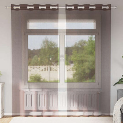 Voile Curtains with Grommets 2 pcs Brown 140x225 cm