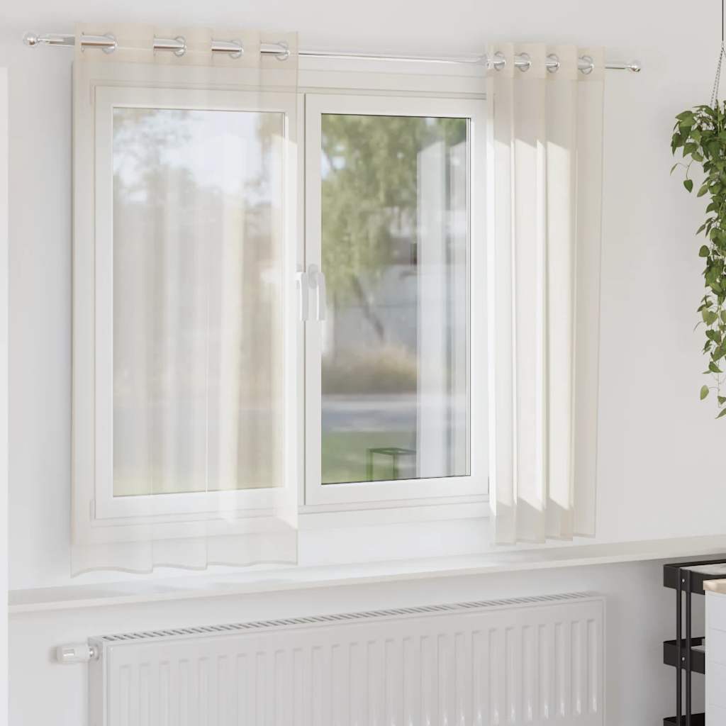 Voile Curtains with Grommets 2 pcs Cream 140x140 cm