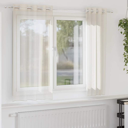 Voile Curtains with Grommets 2 pcs Cream 140x140 cm