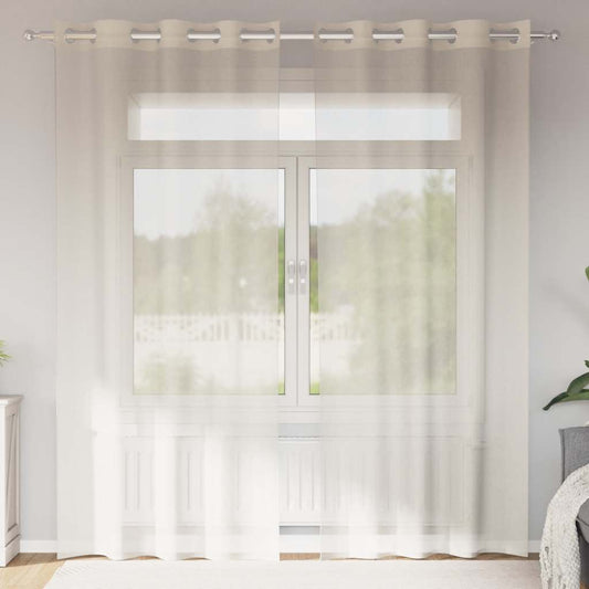 Voile Curtains with Grommets 2 pcs Cream 140x225 cm