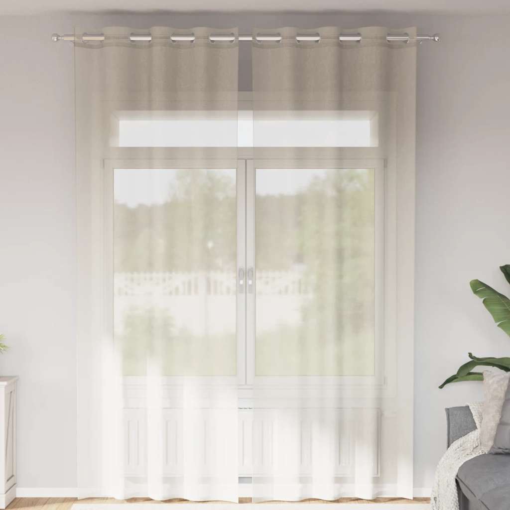 Voile Curtains with Grommets 2 pcs Cream 140x260 cm