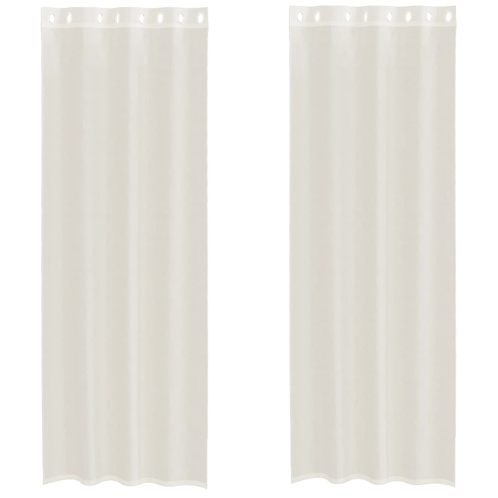 Voile Curtains with Grommets 2 pcs Cream 140x300 cm