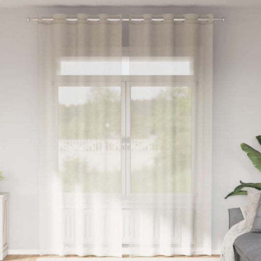 Voile Curtains with Grommets 2 pcs Cream 140x300 cm