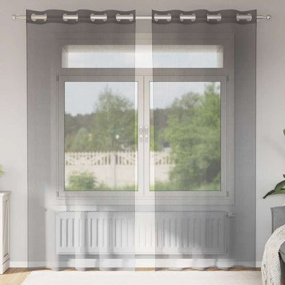 Voile Curtains with Grommets 2 pcs Dark Grey 140x245 cm