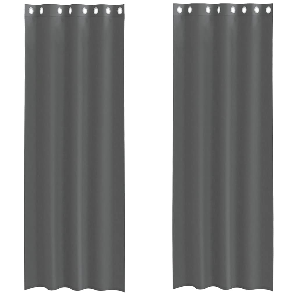 Voile Curtains with Grommets 2 pcs Dark Grey 140x260 cm