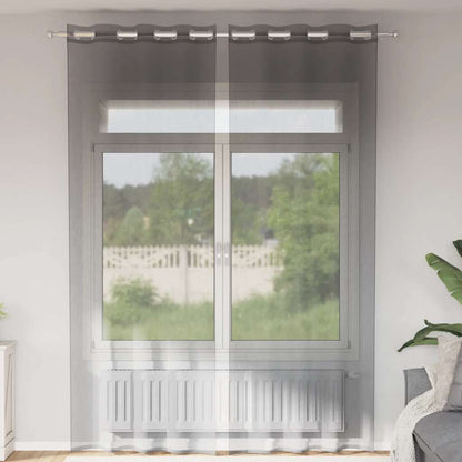 Voile Curtains with Grommets 2 pcs Dark Grey 140x260 cm