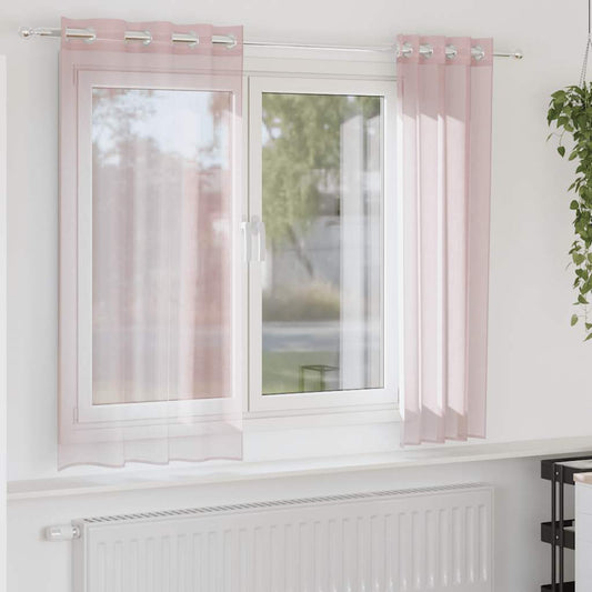 Voile Curtains with Grommets 2 pcs Light Pink 140x175 cm