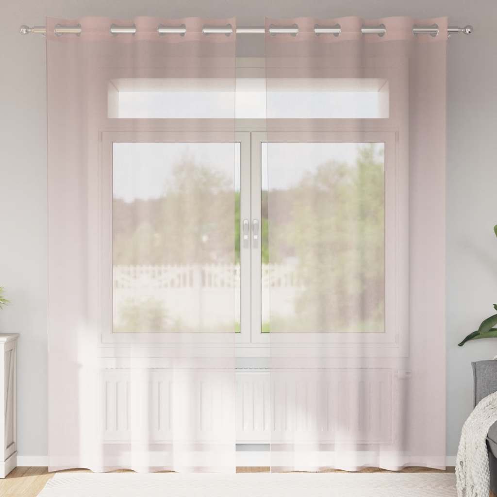 Voile Curtains with Grommets 2 pcs Light Pink 140x225 cm