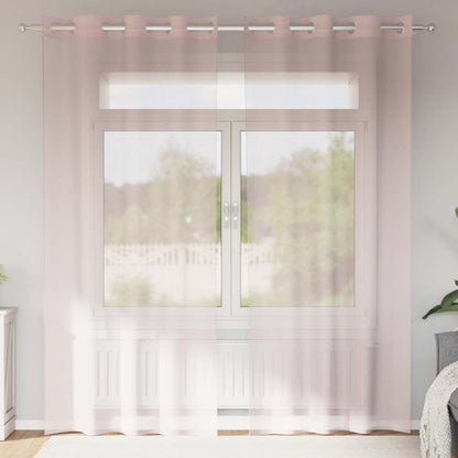 Voile Curtains with Grommets 2 pcs Light Pink 140x225 cm
