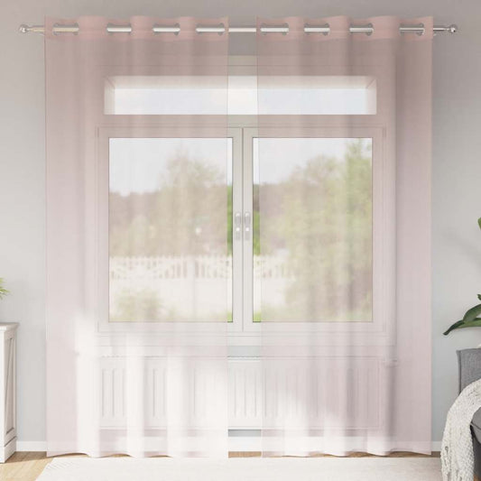 Voile Curtains with Grommets 2 pcs Light Pink 140x225 cm