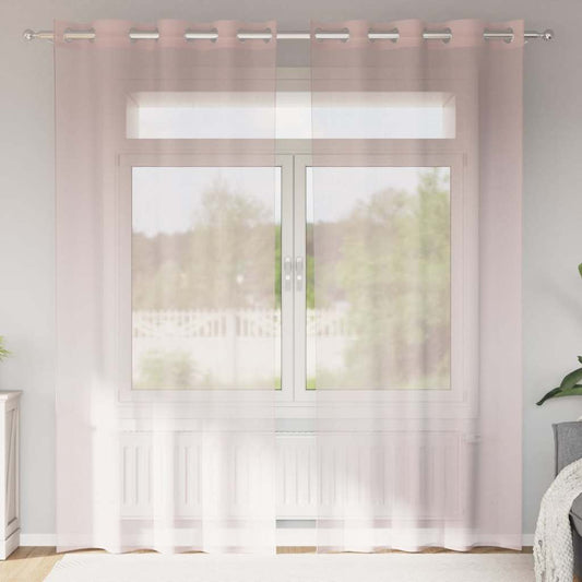 Voile Curtains with Grommets 2 pcs Light Pink 140x245 cm