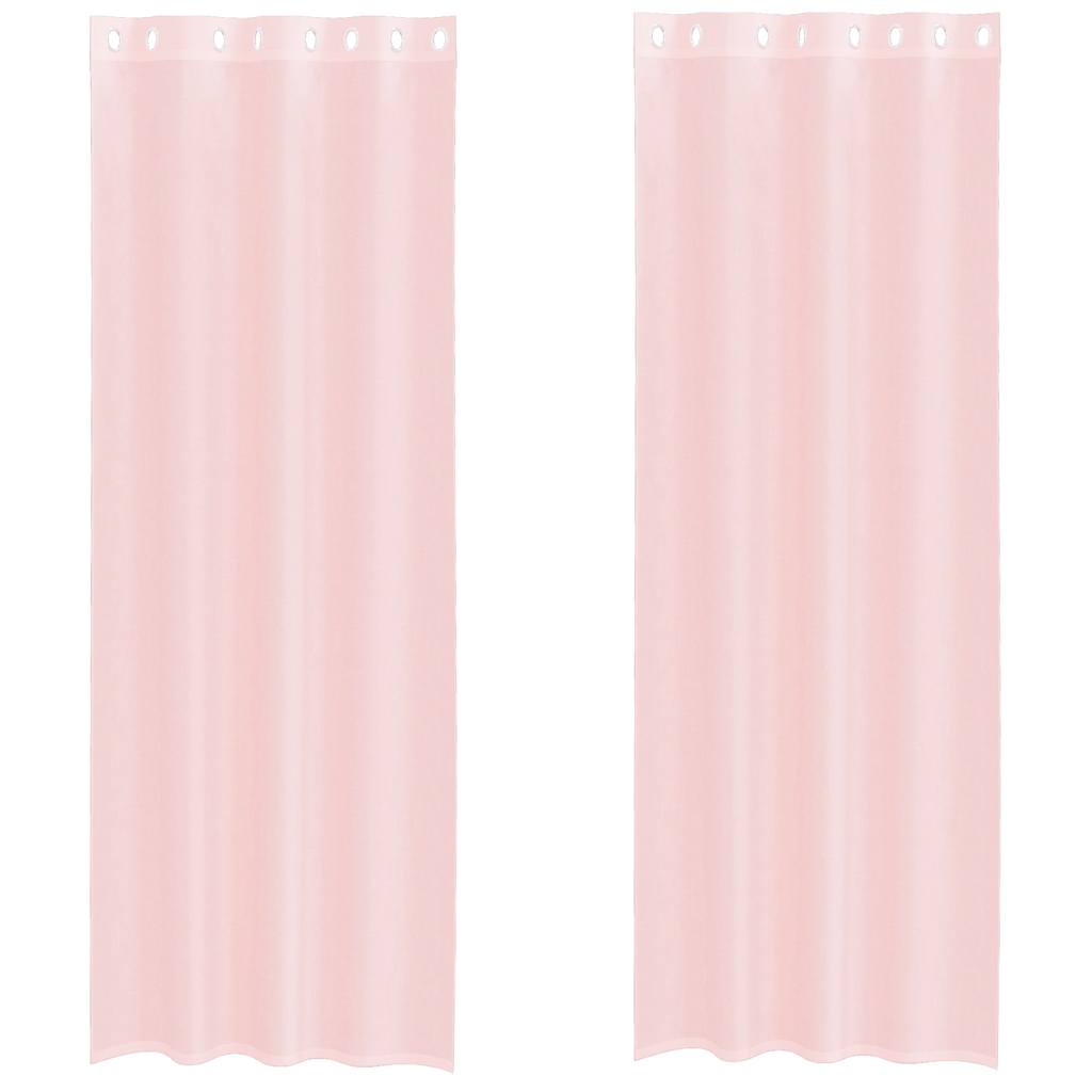 Voile Curtains with Grommets 2 pcs Light Pink 140x260 cm