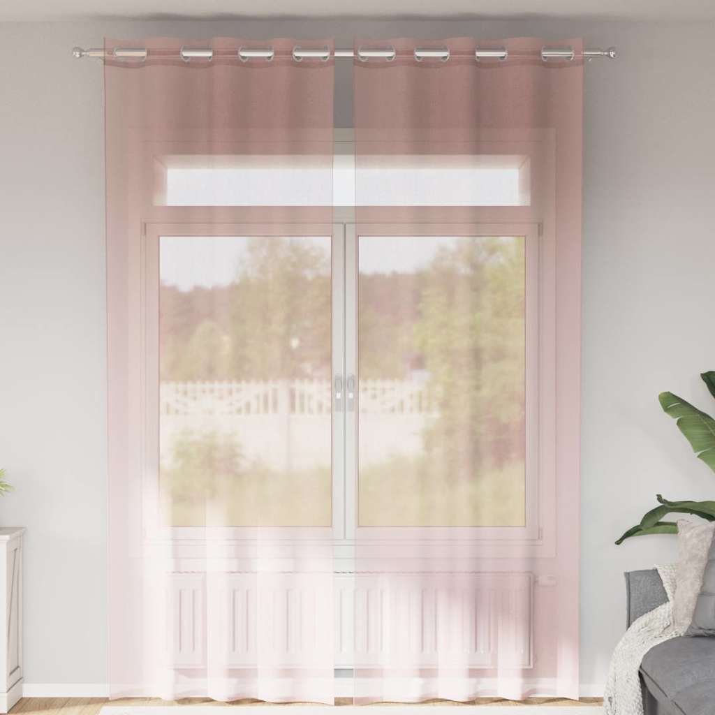 Voile Curtains with Grommets 2 pcs Light Pink 140x260 cm