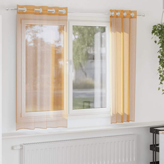 Voile Curtains with Grommets 2 pcs Orange 140x140 cm