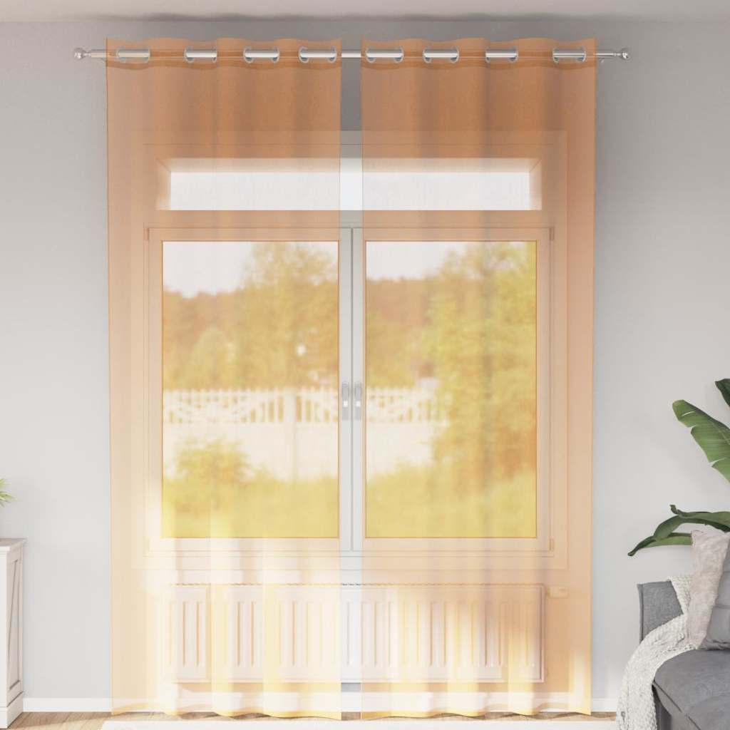 Voile Curtains with Grommets 2 pcs Orange 140x260 cm