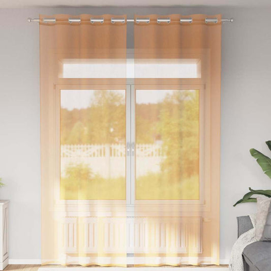 Voile Curtains with Grommets 2 pcs Orange 140x260 cm