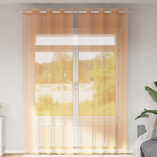 Voile Curtains with Grommets 2 pcs Orange 140x300 cm