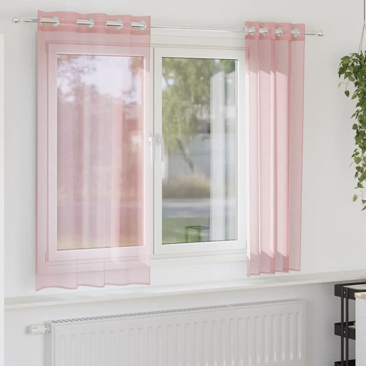 Voile Curtains with Grommets 2 pcs Pink 140x175 cm