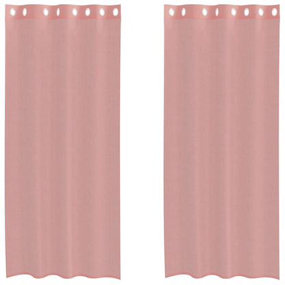 Voile Curtains with Grommets 2 pcs Pink 140x225 cm