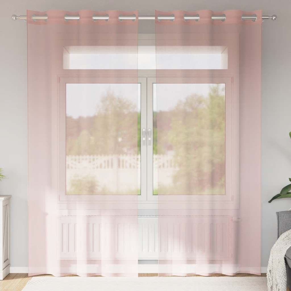 Voile Curtains with Grommets 2 pcs Pink 140x225 cm