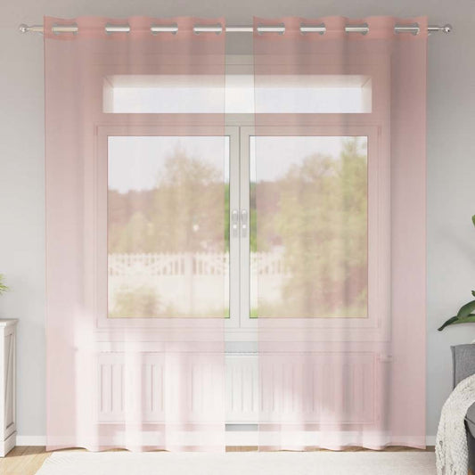 Voile Curtains with Grommets 2 pcs Pink 140x225 cm