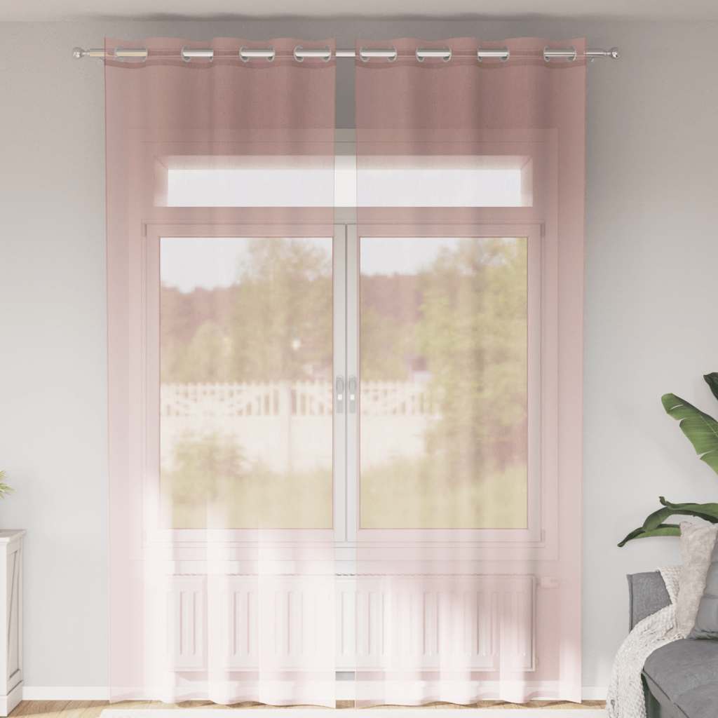 Voile Curtains with Grommets 2 pcs Pink 140x260 cm