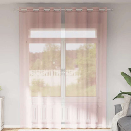 Voile Curtains with Grommets 2 pcs Pink 140x300 cm