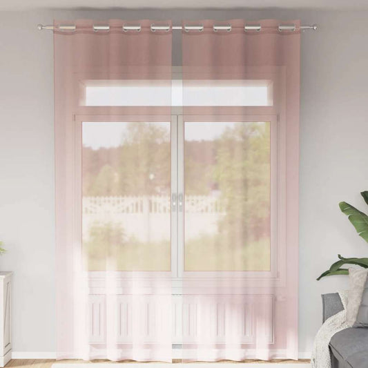 Voile Curtains with Grommets 2 pcs Pink 140x300 cm