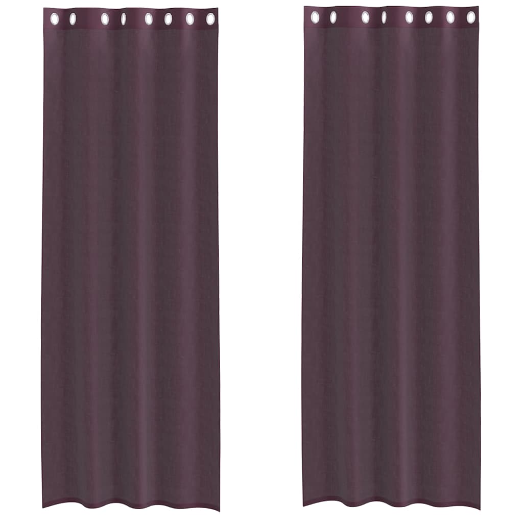 Voile Curtains with Grommets 2 pcs Purple 140x260 cm