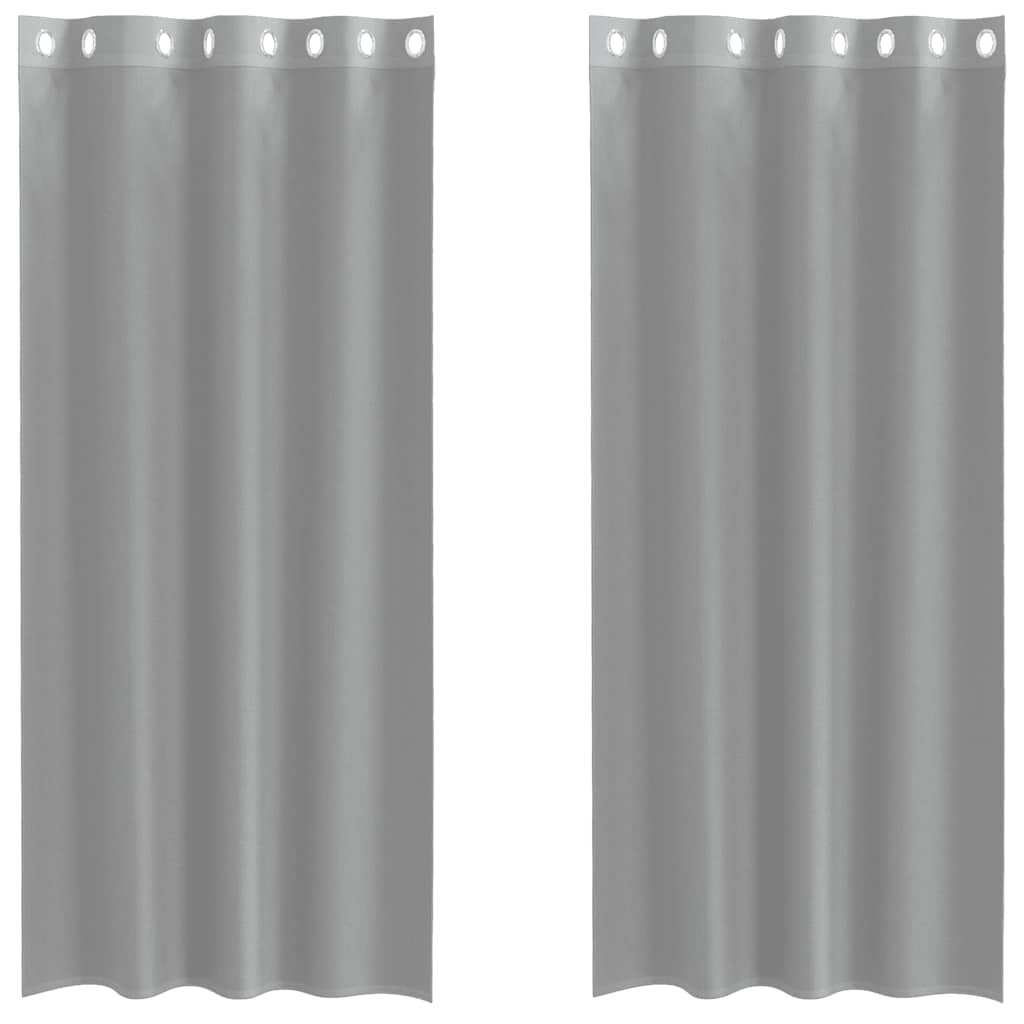 Voile Curtains with Grommets 2 pcs Light Grey 140x225 cm