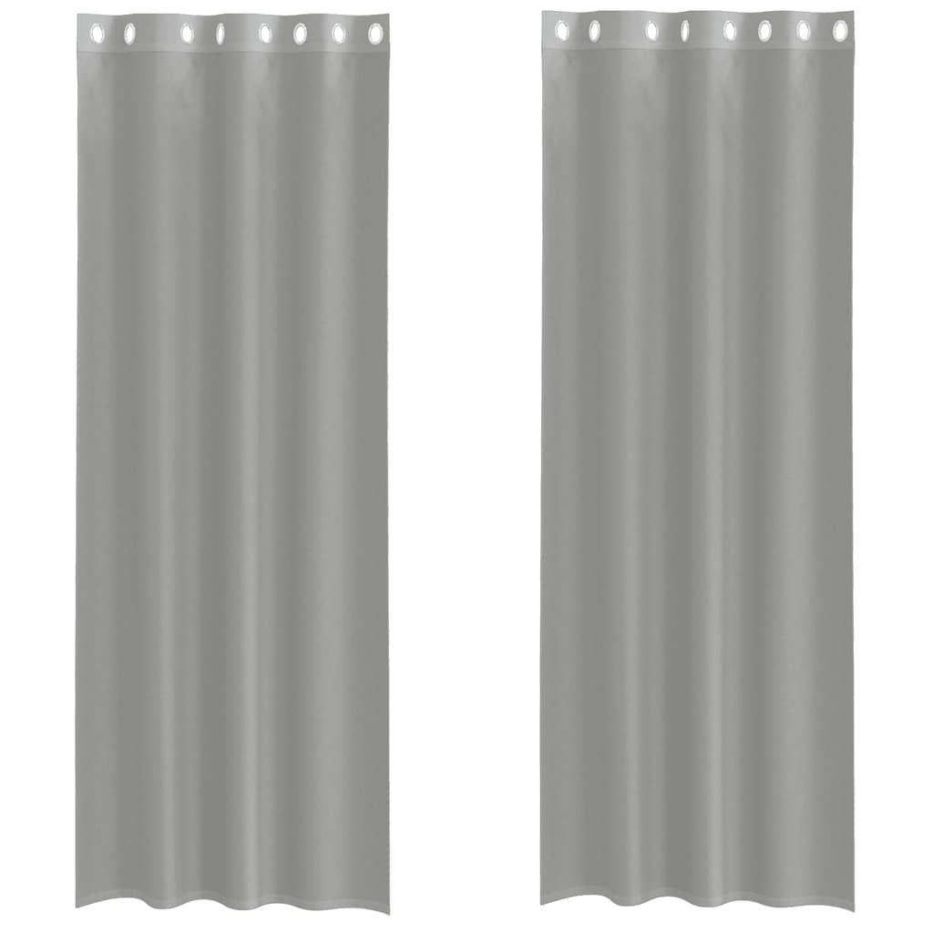 Voile Curtains with Grommets 2 pcs Light Grey 140x260 cm
