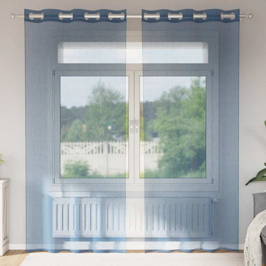 Voile Curtains with Grommets 2 pcs Royal Blue