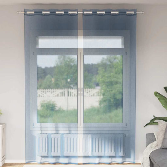 Voile Curtains with Grommets 2 pcs Royal Blue