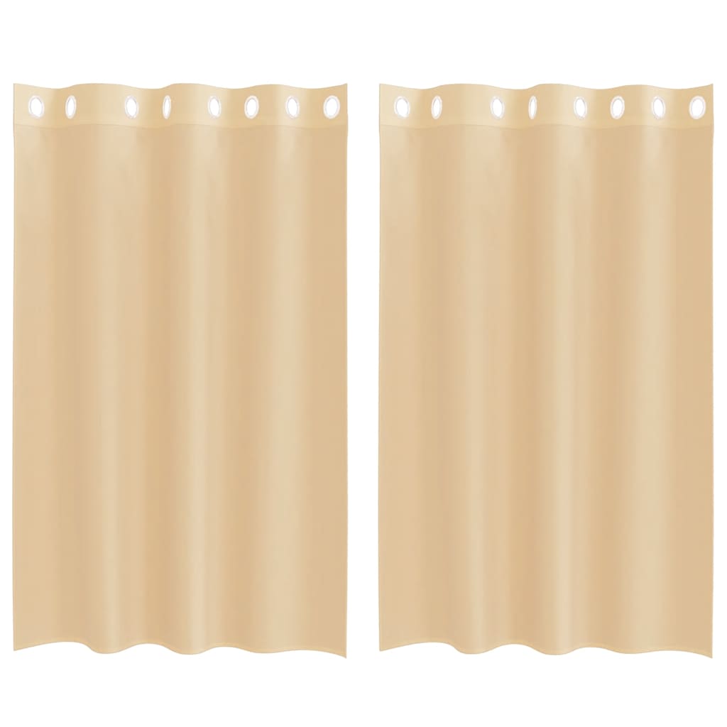 Voile Curtains with Grommets 2 pcs Sand