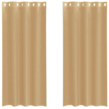 Voile Curtains with Grommets 2 pcs Sand