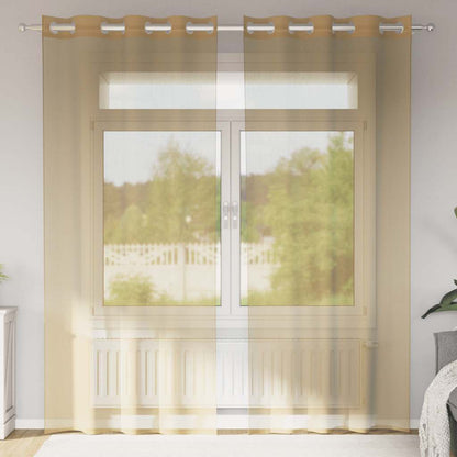 Voile Curtains with Grommets 2 pcs Sand