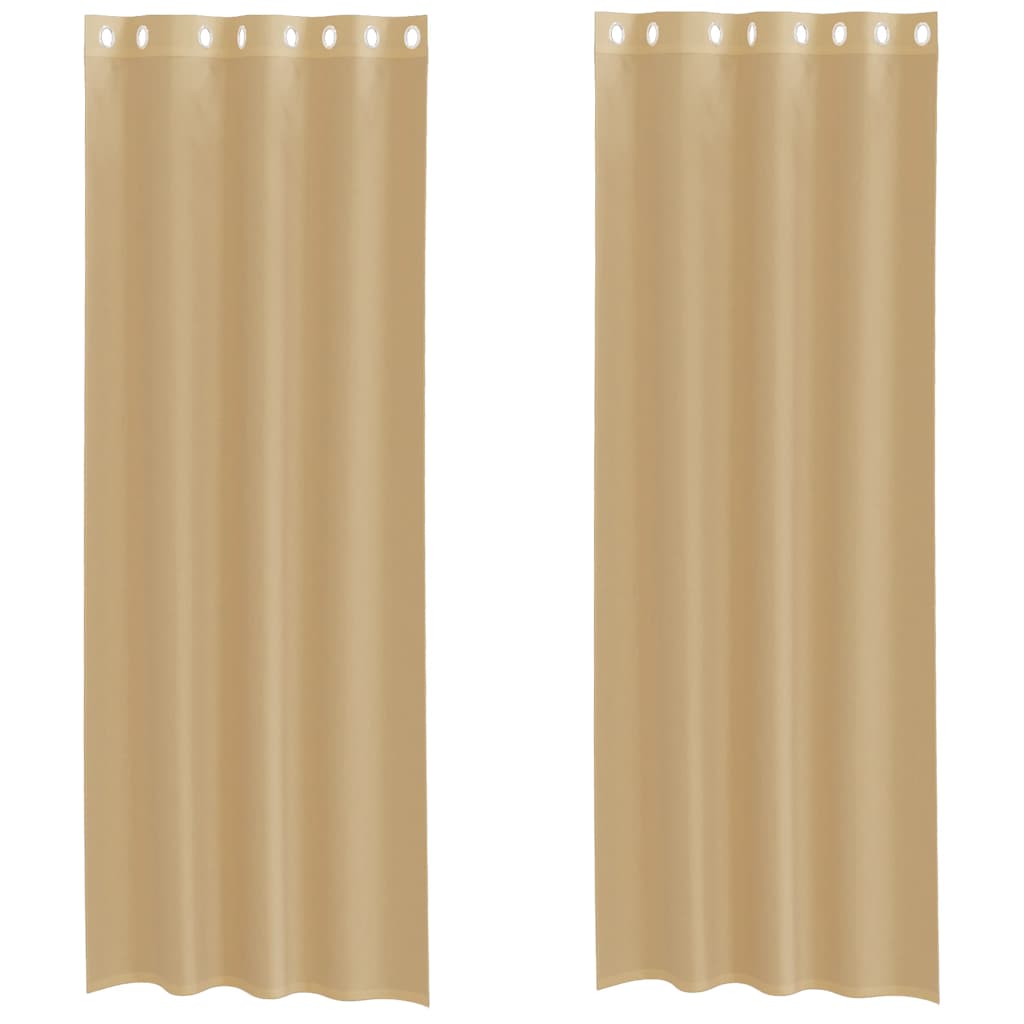Voile Curtains with Grommets 2 pcs Sand