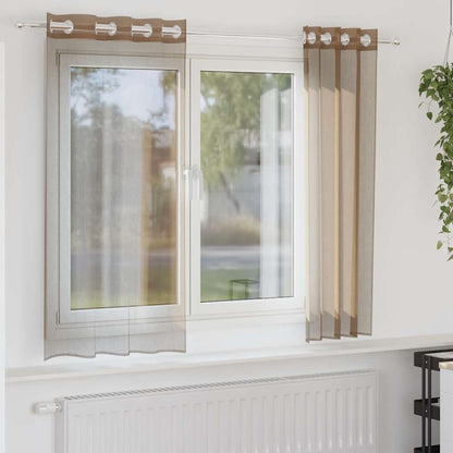 Voile Curtains with Grommets 2 pcs Light Brown