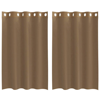 Voile Curtains with Grommets 2 pcs Light Brown
