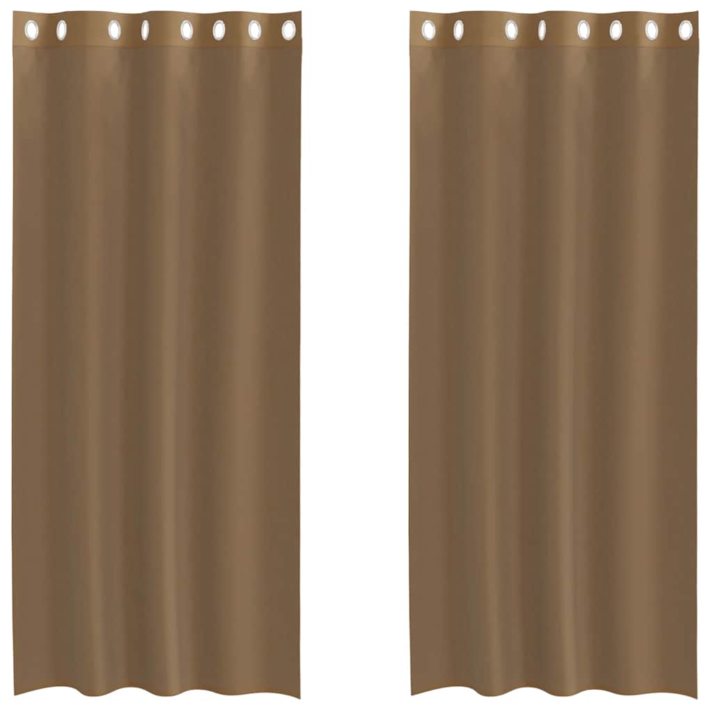 Voile Curtains with Grommets 2 pcs Light Brown